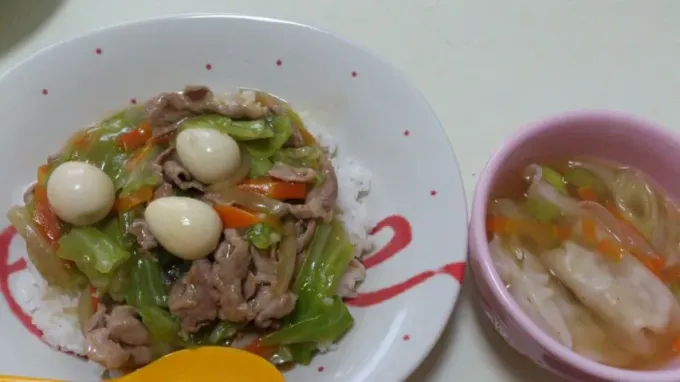 中華丼と餃子スープ|マリノさん