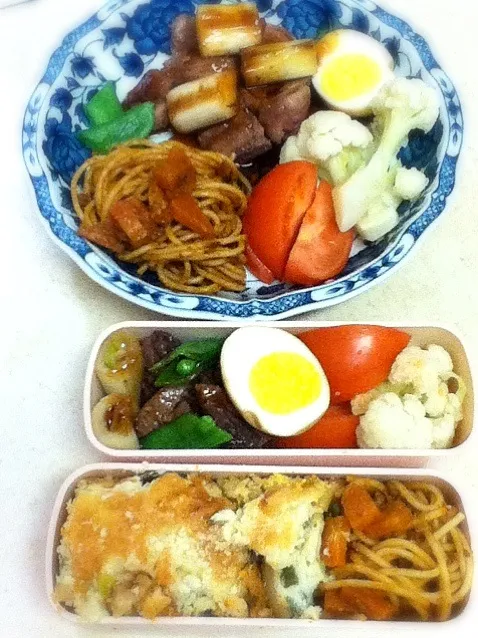 今日のJKディナープレート＆OL弁当。ランチ用には炒飯作っておいた。今日終業式。Today's my lunch box & dinner plate for daughter.|hoppycowさん