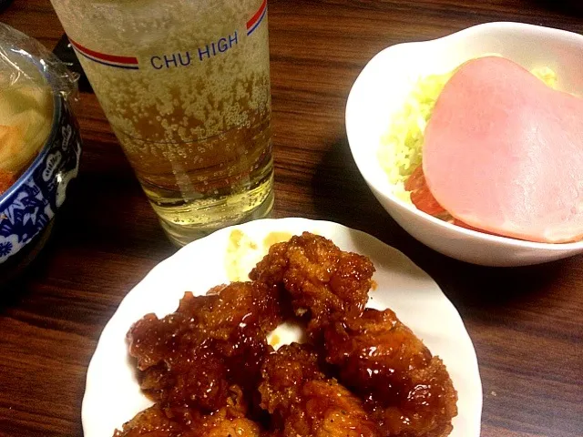 ハイボールと鳥からあげ甘酢あん|sakumaさん