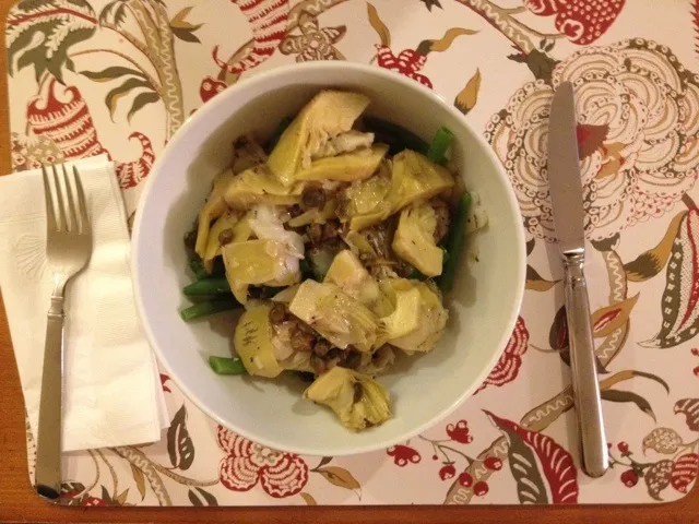 Cod poached in beurre blanc with artichokes and capers|dianepさん