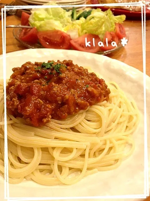 Snapdishの料理写真:ふつーのミートソーススパゲティ☆|くららさん