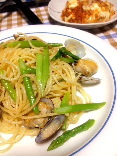 あさりとアスパラのペペロンチーノ、ラザニア|食いしん坊もりもりさん