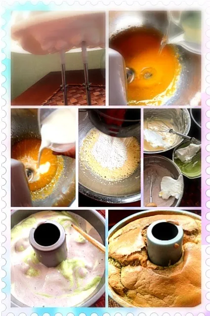 Snapdishの料理写真:the process of making😆Marble Chiffon Cake🌀3色初挑戦|🌈Ami🍻さん