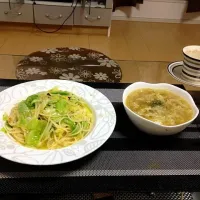 キャベツのペペロンチーノと野菜のコンソメスープ|見習いコックさんさん