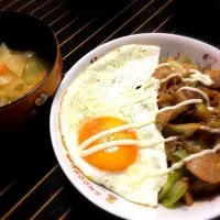 豚キャベツの甘辛丼