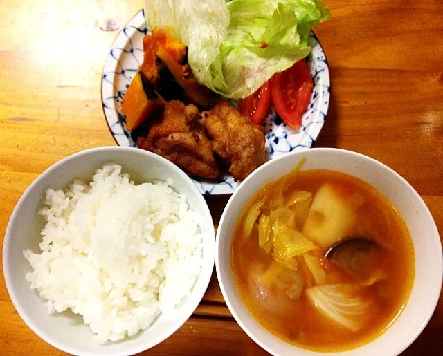 から揚げ・トマトスープ|びんぶらしさん