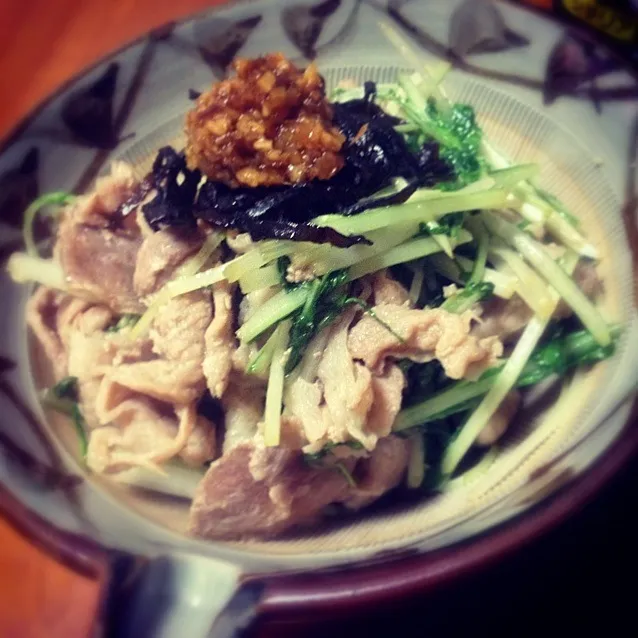 豚肉と水菜のさっと炒め|シーチキンさん