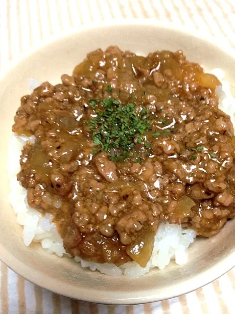 ひき肉あんかけ丼|あいさん