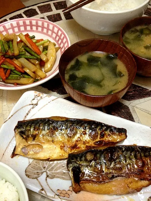 鯖の塩焼きと野菜炒め終わりの|みほさん