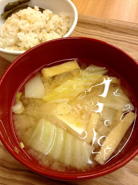 本日のお味噌汁とごはん|ボールおかっさん