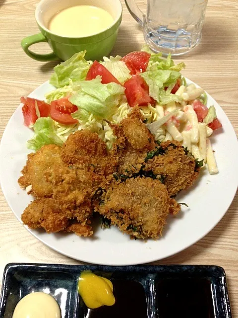 トンカツ二種揚げ！シソ＆梅肉！とチーズイン|伍龍やすさん