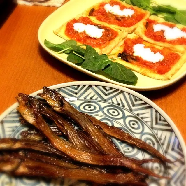 幻魚の炙り焼きとピザ風お揚げ|mikochieさん