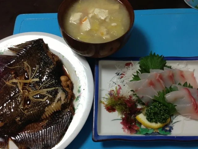 石鯛刺身 カレイの煮付け|肉大好きさん