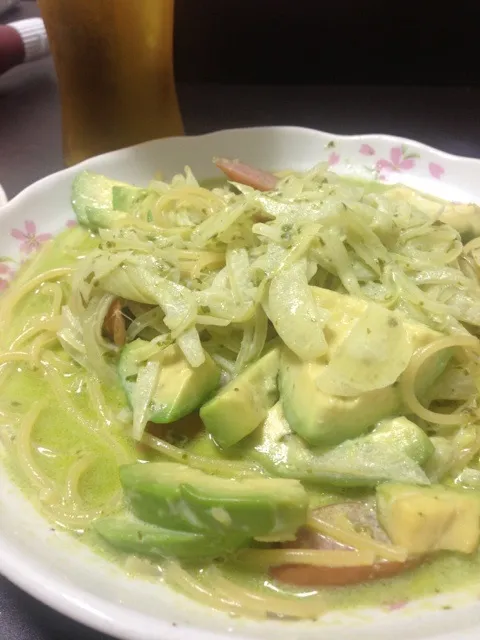 Snapdishの料理写真:バジルクリームパスタ(^^)|bonnyさん