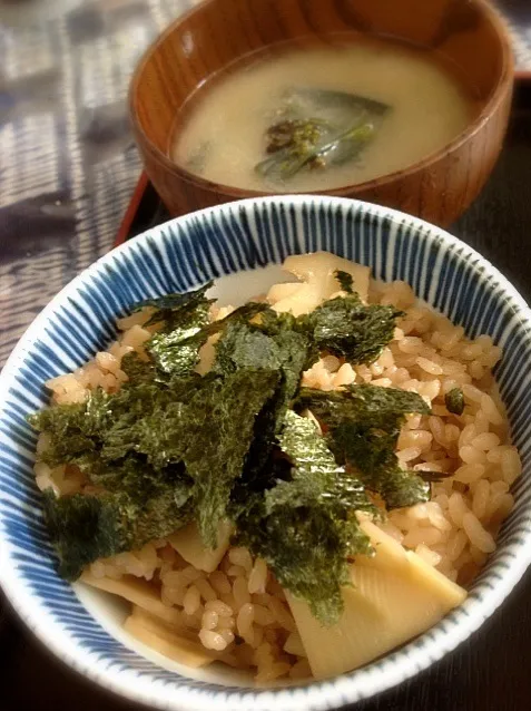 筍御飯とワラビの味噌汁^_^|ポンチョさん