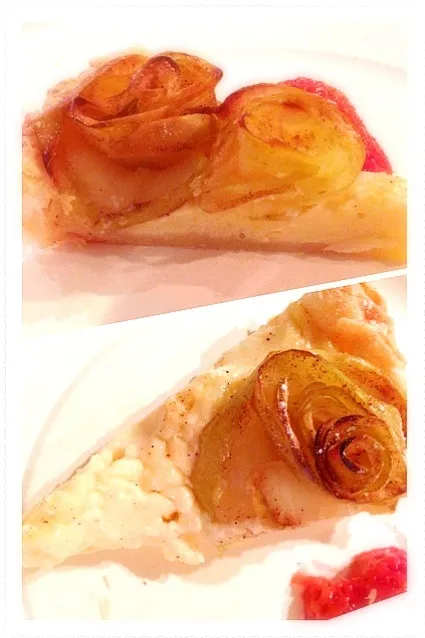 Snapdishの料理写真:section of a cake🍴Rose Apple Custard Pie🌹ローズアップルカスタードパイケーキの断面|🌈Ami🍻さん