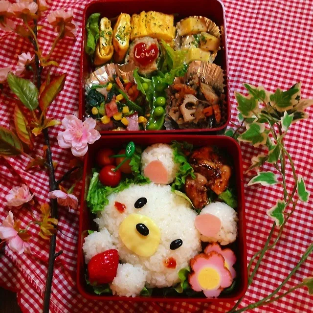 Snapdishの料理写真:クマちゃん春お弁当|かんきちさん