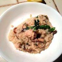 Chicken, mushroom and asparagus risotto|celine cさん