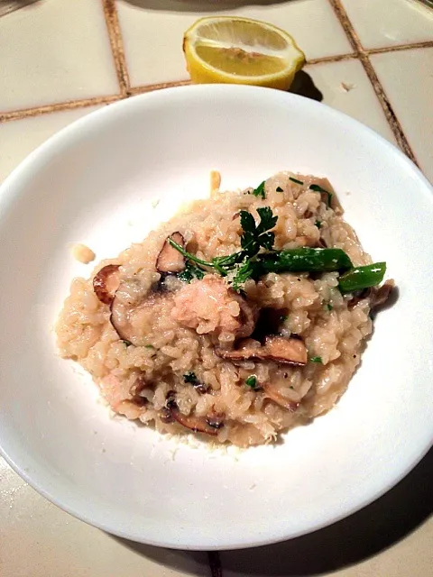 Chicken, mushroom and asparagus risotto|celine cさん