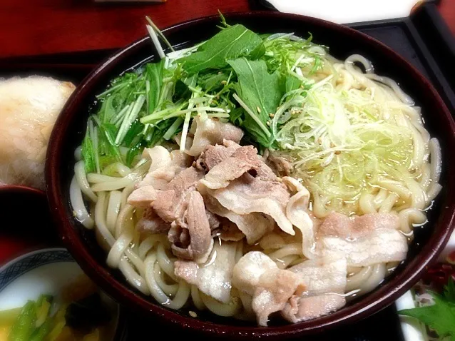 Snapdishの料理写真:水菜と豚肉のハリハリうどん|あぼちさん