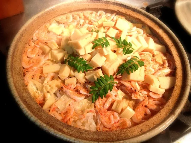 釜揚げ桜海老筍土鍋御飯|炊かれたいオトコ おこん 小栁津さん