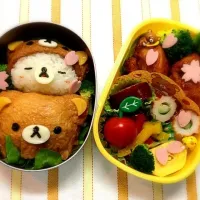 Snapdishの料理写真:4/1 春のいなリラックマ弁当