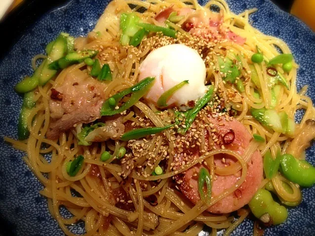 筍と春野菜のよくばりスパゲッティー醤油麹風味|川奈さん