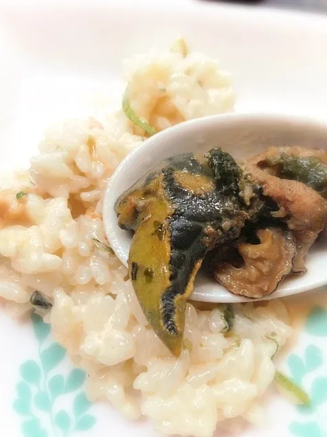 Cream of sea urchin risotto w/Butter sautéed abalone🐚雲丹のｸﾘｰﾑﾘｿﾞｯﾄ鮑の肝ﾊﾞﾀｰｿﾃｰ|🌈Ami🍻さん