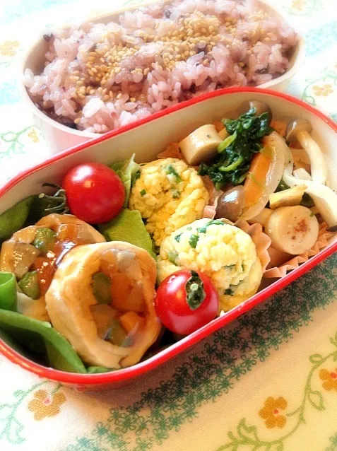 Snapdishの料理写真:鶏ささみの野菜巻き弁当|tomoさん