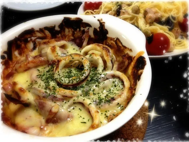 Snapdishの料理写真:味噌マヨdeいかのチーズ焼き☆彡|Chakoさん