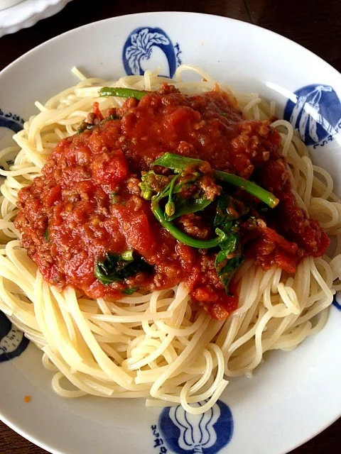 昼は菜の花とトマトのパスタ|mintoさん