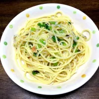 Snapdishの料理写真:tokkunさんの梅肉とジャコのねぎ塩パスタの作ったよ投稿の中のらいちさんばーじょん♡♡