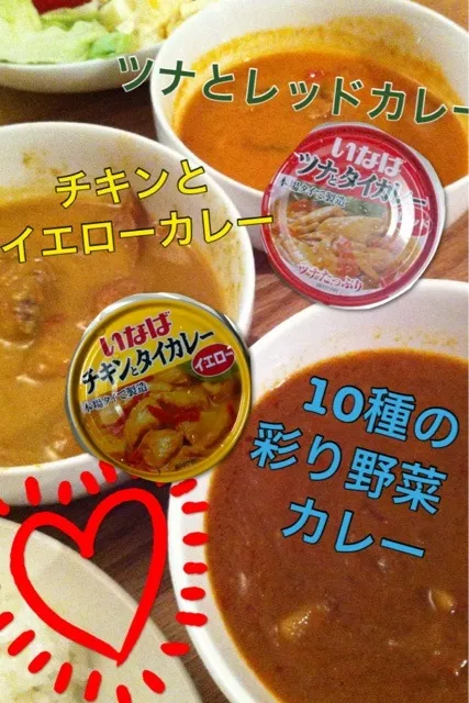 Snapdishの料理写真:レトルトカレー三種٩꒰｡•◡•｡꒱۶|ヒラっぴーさん