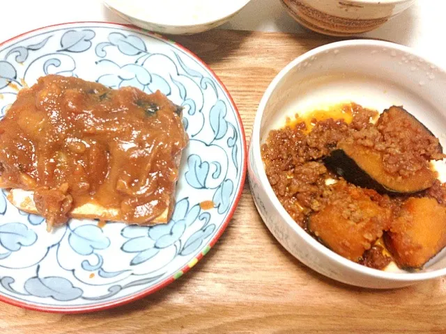 鯖の味噌煮とかぼちゃと鶏ひき肉の炊き合わせ|ちえさん