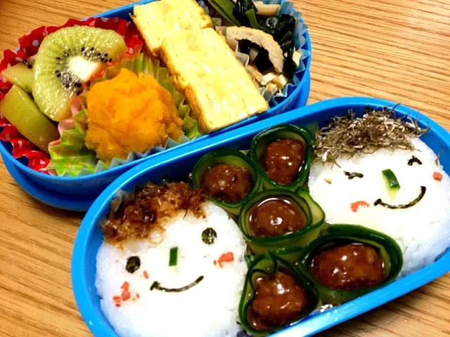 春休みのお弁当☆仲良しおにぎり♪|satomiさん