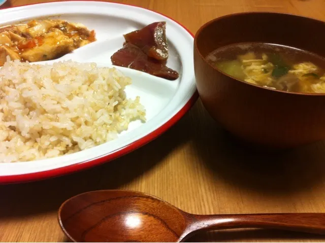 麻婆豆腐とはまち漬け 中華スープ|よしさん