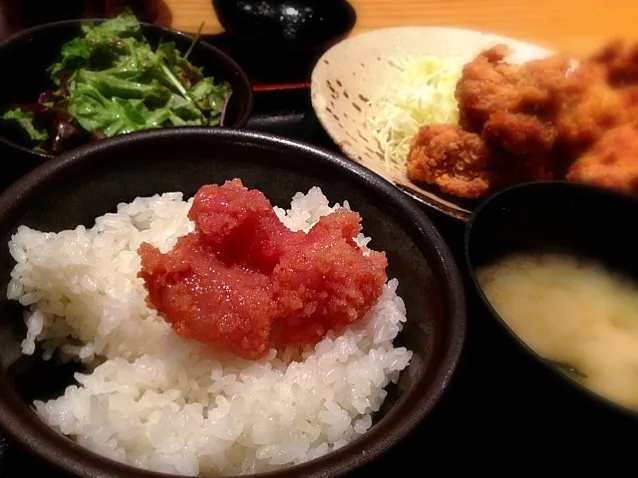 鶏の唐揚げ明太風味定食|hirotomoさん