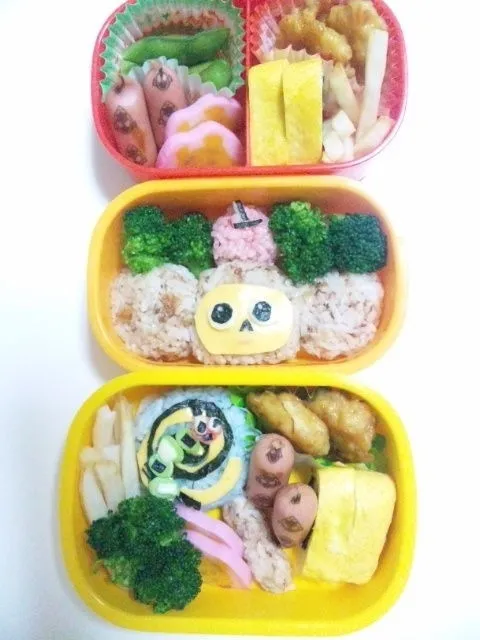 子供のお弁当。 チェブラーシカ、はらぺこあおむし|中塚 恵美子さん