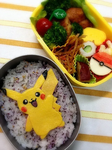 Snapdishの料理写真:4/4 ピカチュウ弁当|うっちーさん