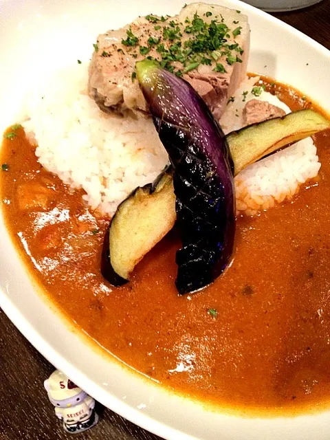 Snapdishの料理写真:やわらか豚バラ肉と揚げナスの塩角煮カレーを、イエローカレーで！2013#118|大阪カレー部長さん