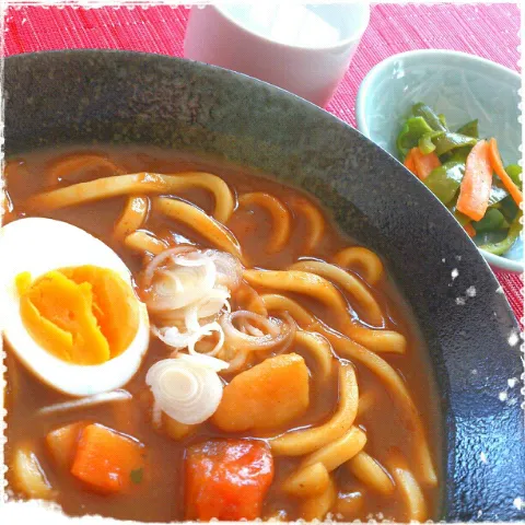 Snapdishの料理写真:ヒガシマルうどんスープで簡単カレーうどん♪|すずらんさん