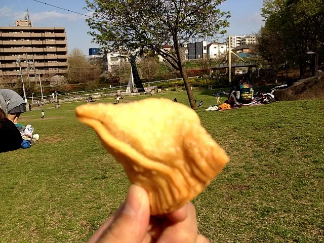 公園でサモサ。|スパイシー丸山さん