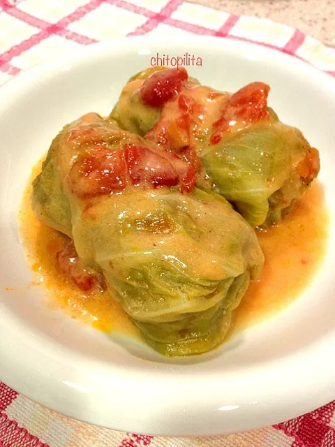 Stuffed cabbage with tomato cream sauce - ロールキャベツ トマトクリームソース|chitopilitaさん