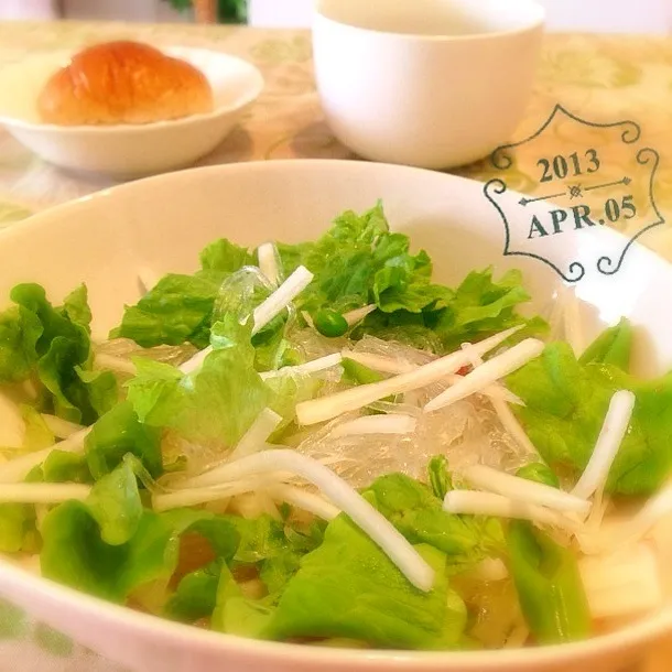 Daikon Salad with Harusame Noosle. For breakfast|Layさん