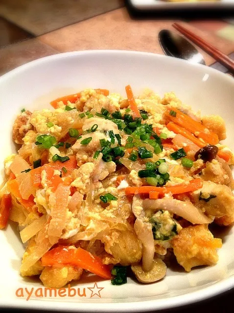 ☆しそチーズチキンカツリメイク、これでもか野菜いっぱいチキンカツ丼☆|あやめぶさん