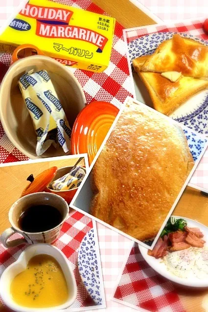 Snapdishの料理写真:休みの朝はホリデーマーガリン😆沖縄のこの味かなりハマる💖食べ過ぎ塩分注意で😆💖|😄Koro🌺さん