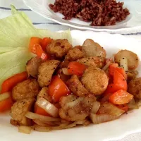 Snapdishの料理写真:Black pepper shrimp ball with organic brown rice|Wan~Wanさん