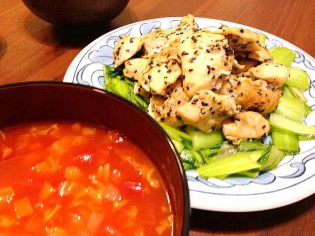 揚げない唐揚げ ミネストローネ＊今日の授乳食|ちぃこさん