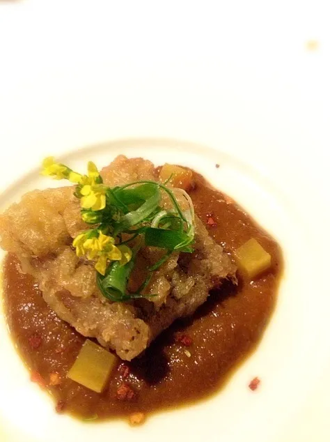 Bombil tofu fish fritter with Japanese curry and pickle|Funky Chefさん