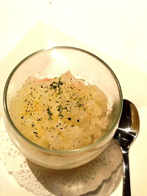 Fresh pomelo with calamansi granita and kaffir powder|Funky Chefさん